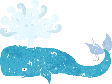 Bir insan tarafından çizilmiş çizgi film balinası