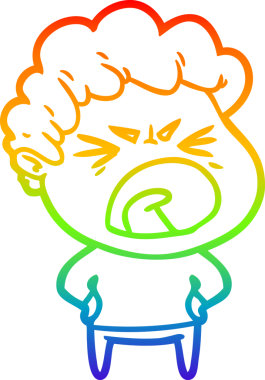 Bir insan tarafından çizilmiş öfkeli bir adamın çizdiği gökkuşağı gradyan çizgisi.