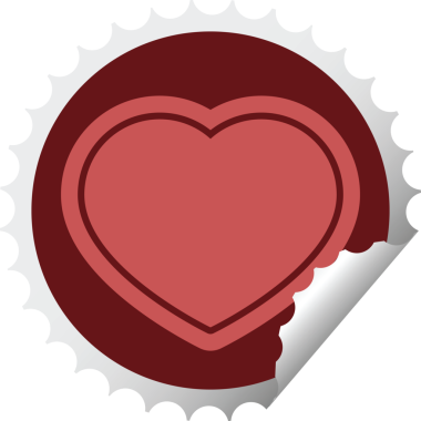 kalp sembolü grafik vektör illüstrasyon yuvarlak çıkartma damgası bir insan tarafından çizilmiş