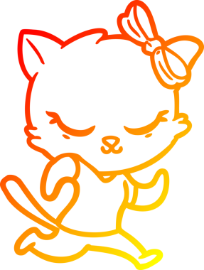 Bir insan tarafından çizilmiş sevimli bir çizgi film kedisinin sıcak çizgi çizimi