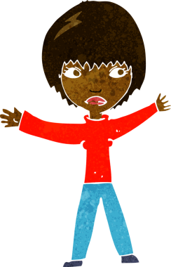 Bir insan tarafından çizilmiş, el sallayan bir kadın.