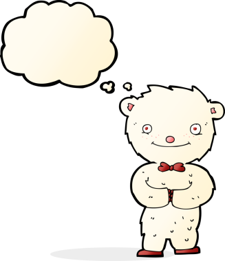 Bir insan tarafından çizilmiş düşünce baloncuğu olan küçük kutup ayısı.