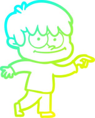 Bir insan tarafından çizilmiş mutlu bir çizgi film karakteri çizimi.