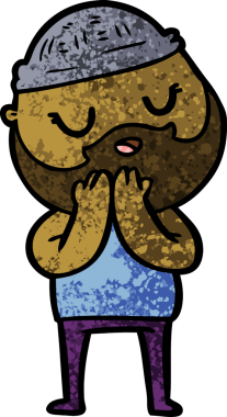 Bir insan tarafından çizilmiş sakallı bir çizgi film adamı.