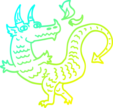 Bir insan tarafından çizilmiş bir ejderhanın soğuk çizgi çizimi.