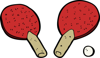 Bir insan tarafından çizilmiş çizgi film masa tenisi sopaları.