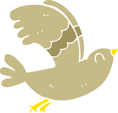 Bir insan tarafından çizilen kuşun düz renk çizimi