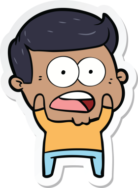 Bir insan tarafından çizilmiş bir karikatür çıkartması.