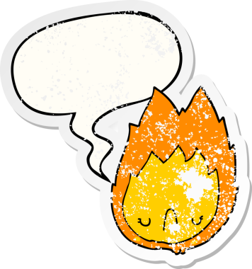 karikatür mutsuz alev konuşma balonu sıkıntılı eski çıkartma bir insan tarafından çizilmiş