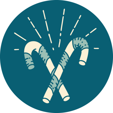 Bir insan tarafından çizilmiş dövme stili şeker kamışlarının simgesi