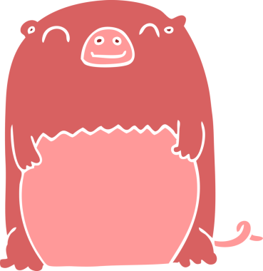 Bir insan tarafından çizilmiş düz renkli çizgi film yaratığı