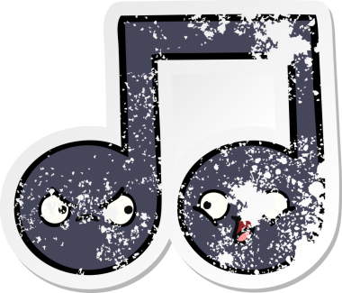 Bir insan tarafından çizilmiş şirin bir karikatür müzik notasının sıkıntılı çıkartması.