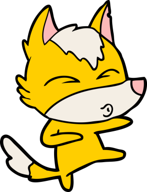 Bir insan tarafından çizilmiş tilki çizgi film karakteri