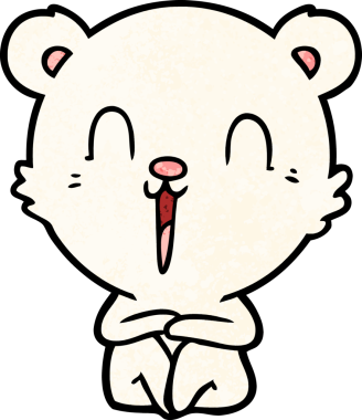 Bir insan tarafından çizilmiş mutlu kutup ayısı çizgi filmi.