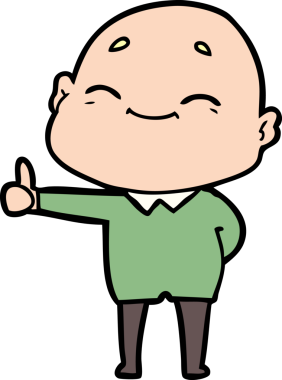 Bir insan tarafından çizilmiş mutlu, kel adam.