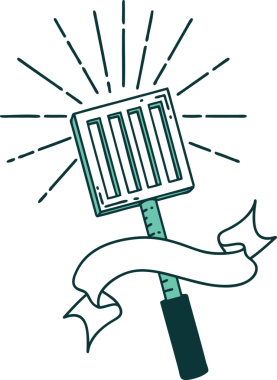 Bir insan tarafından çizilmiş dövmeli mutfak spatulası.