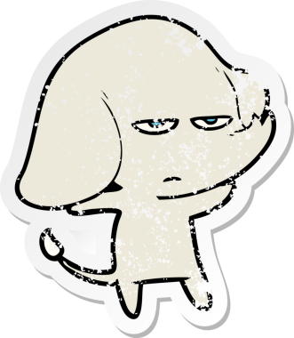 Bir insan tarafından çizilmiş kızgın bir fil çıkartması.