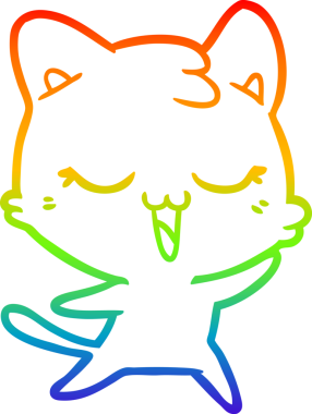 gökkuşağı gradyan çizimi mutlu çizgi film kedisi bir insan tarafından çizildi