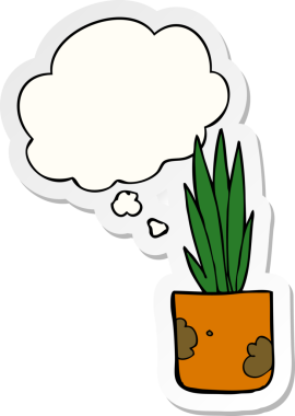 Düşünce baloncuklu karikatür bitkisi insan tarafından çizilmiş bir çıkartma.