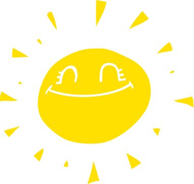 Bir insan tarafından çizilmiş güneşin mutlu düz çizimi