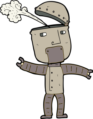 Bir insan tarafından çizilmiş komik robot.