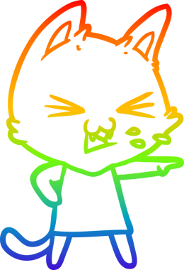 Gökkuşağı gradyan çizgi çizimi Bir insan tarafından çizilmiş bir çizgi kedi tıslama