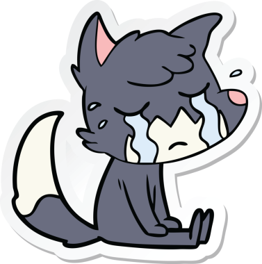 Bir insan tarafından çizilmiş ağlayan tilki çizgi filminin çıkartması.