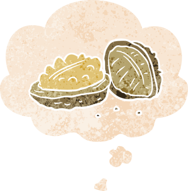 Düşünce baloncuklu karikatür cevizleri grunge sıkıntılı retro desen bir insan tarafından çizilmiş