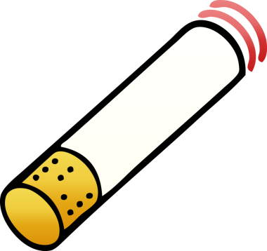 Bir insan tarafından çizilen sigara çubuğunun gölgelenmiş gölgesi.