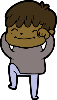 Bir insan tarafından çizilmiş mutlu çocuk çizgi filmi.