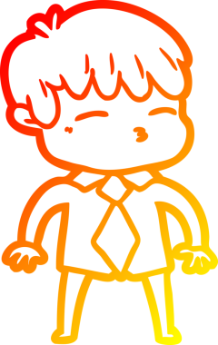 Bir insan tarafından çizilmiş, çizgi film karakteri meraklı bir çocuk çizimi.