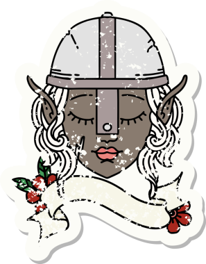 Retro Dövme Tarzı Elf Savaşçısı karakteri Bir insan tarafından çizilmiş