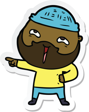 Bir insan tarafından çizilmiş mutlu sakallı bir adamın çıkartması.