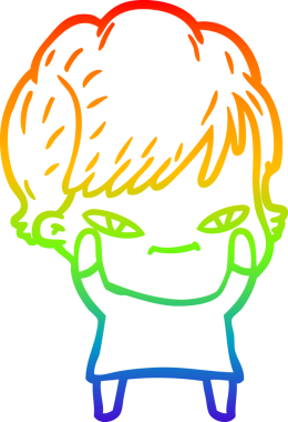 gökkuşağı gradyan çizimi bir insan tarafından çizilmiş mutlu bir kadın çizgi