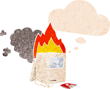 çizgi film bozuk bilgisayar ve grunge içinde düşünce balonu sıkıntılı retro dokuma tarzı bir insan tarafından çizilmiş