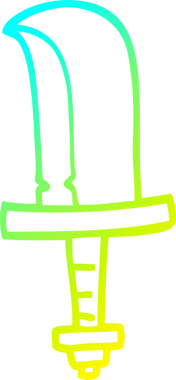 Bir insan tarafından çizilmiş eski bir hançerin soğuk çizgi çizimi