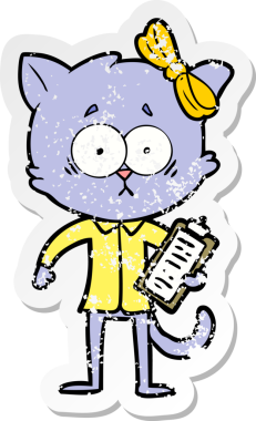 Bir insan tarafından çizilmiş karikatür bir kedinin sıkıntılı çıkartması.