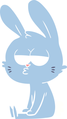 Bir insan tarafından çizilmiş düz renk çizgi film tavşanı.