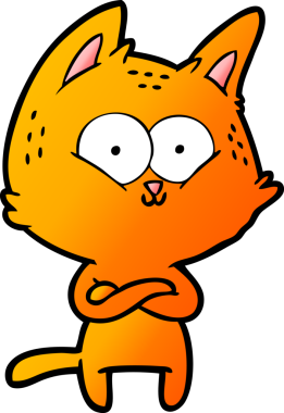 Bir insan tarafından çizilmiş çizgi film kedisi.