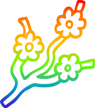 Gökkuşağı gradyan bir çizgi insan tarafından çizilmiş çiçeklerle çizilmiş bir çizgi.