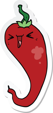 Bir insan tarafından çizilmiş acı biber çizgi filminin çıkartması.