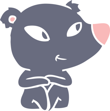 Bir insan tarafından çizilmiş şirin düz renkli çizgi film ayısı.