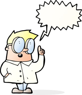 Bir insan tarafından çizilmiş konuşma balonu olan karikatür bilimcisi.