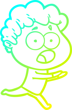 Bir insan tarafından çekilen şaşkınlık içinde soluk soluğa bir çizgi film karakteri çizimi.