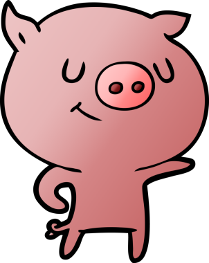 Bir insan tarafından çizilmiş mutlu çizgi film domuzu.