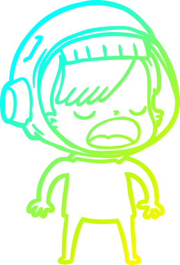 Bir insan tarafından çizilmiş bir karikatür astronot kadın çizimi.