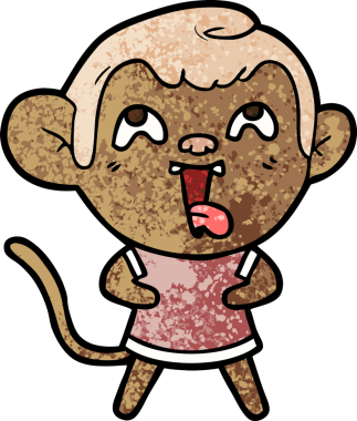 Bir insan tarafından çizilmiş çılgın çizgi film maymunu