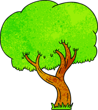 Bir insan tarafından çizilmiş el çizimi bir yaz ağacı karalaması.