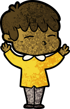 Bir insan tarafından çizilmiş meraklı bir çocuk.