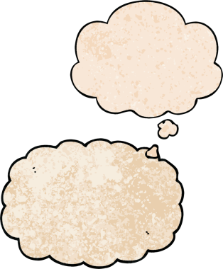 bir insan tarafından çizilmiş grunge desen biçiminde düşünce baloncuğu olan çizgi film bulutu